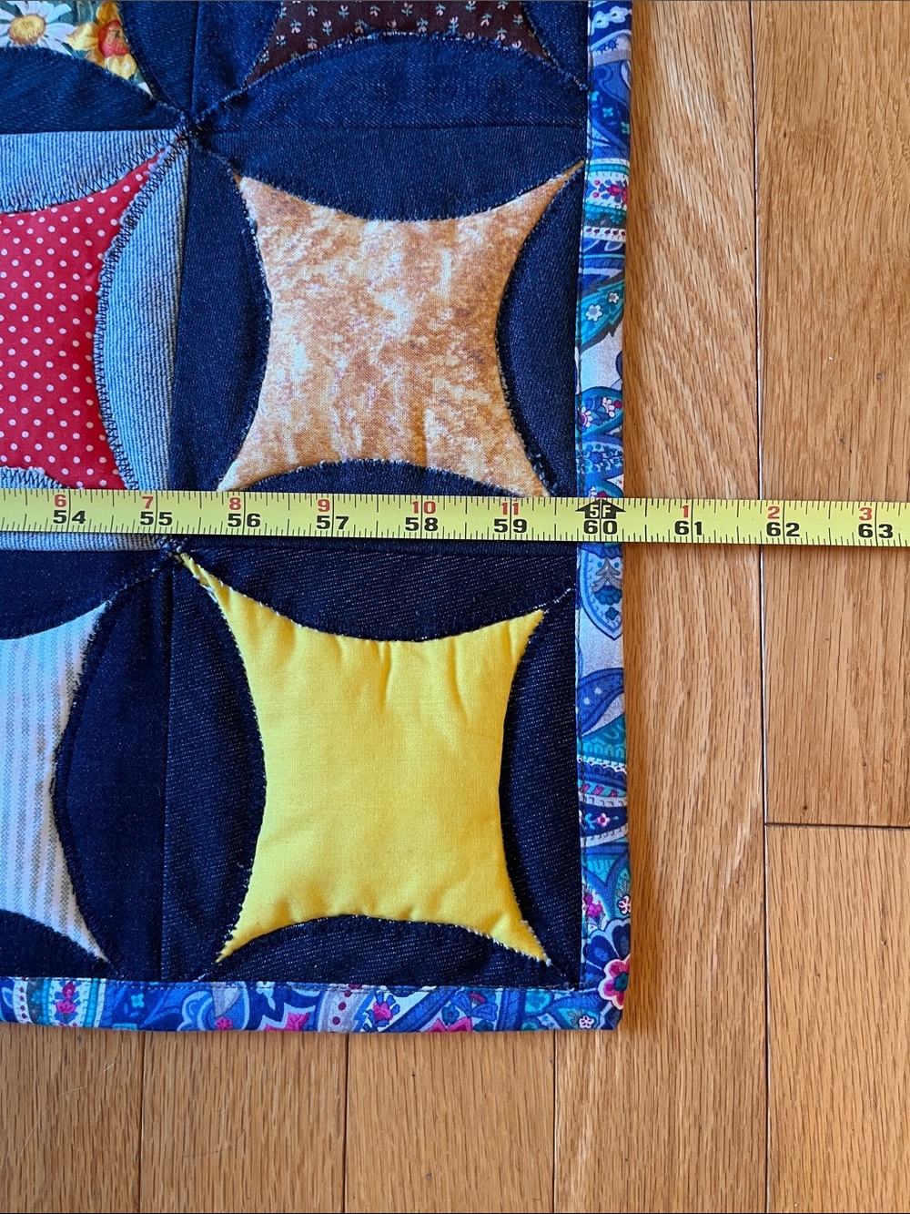 Handmade Multicolor Patchwork Cathedral Window Quilt 
Denim
Reversible - Picture 6 of 10